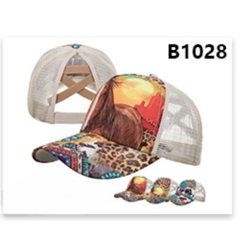 Wholesale Cotton Polyester Cross Ponytail Baseball Hats